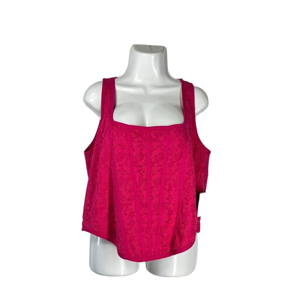Mixed Threads 3X Fuchsia Pink Lace Corset Tank Top Bustier Blouse